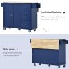 Rolling Mobile Kitchen Island with Solid Wood Top and Locking Wheels,52.7 Inch Width,Storage Cabinet and Drop Leaf Breakfast Bar,Spice Rack