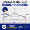 60 Loading Hangers, Heavy Duty Plastic Hangers, Non-slip, Space Saving Hangers, 16.5 "wide, 360¬∞ Rotating Silver Hooks