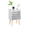 Nightstand With Collapsible Fabric Drawer, 2-Tier Storage End Table, Wood Side Table with Storage Cabinet for Bedroom, Living Room