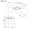 4-piece Dining Bar Table Set with 3 Upholstered Stools,Multifunctional Dining Table with 3 Drawers (Gray)