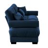 Modern Two-Seat Sofa with Bolstered Armrests,Velvet 2-Seat Sofa With Waist Pillows and Throw Pillows , Suitable for Living Room