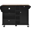 Kitchen Island Cart with Storage Cabinet and Two Locking Wheels,Solid wood desktop,Microwave cabinet