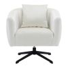 360¬∞ Swivel Accent Chair, Modern Velvet Fabric Living Room Armchair, Comfy Wide Upholstered with Fluffy Cushion and Metal Legs