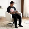 360¬∞ Swivel Accent Chair, Modern Velvet Fabric Living Room Armchair, Comfy Wide Upholstered with Fluffy Cushion and Metal Legs