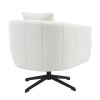 360¬∞ Swivel Accent Chair, Modern Velvet Fabric Living Room Armchair, Comfy Wide Upholstered with Fluffy Cushion and Metal Legs