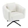 360¬∞ Swivel Accent Chair, Modern Velvet Fabric Living Room Armchair, Comfy Wide Upholstered with Fluffy Cushion and Metal Legs